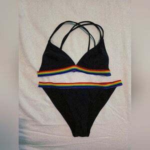 Hot Topic Black Bikini with Rainbow Accents